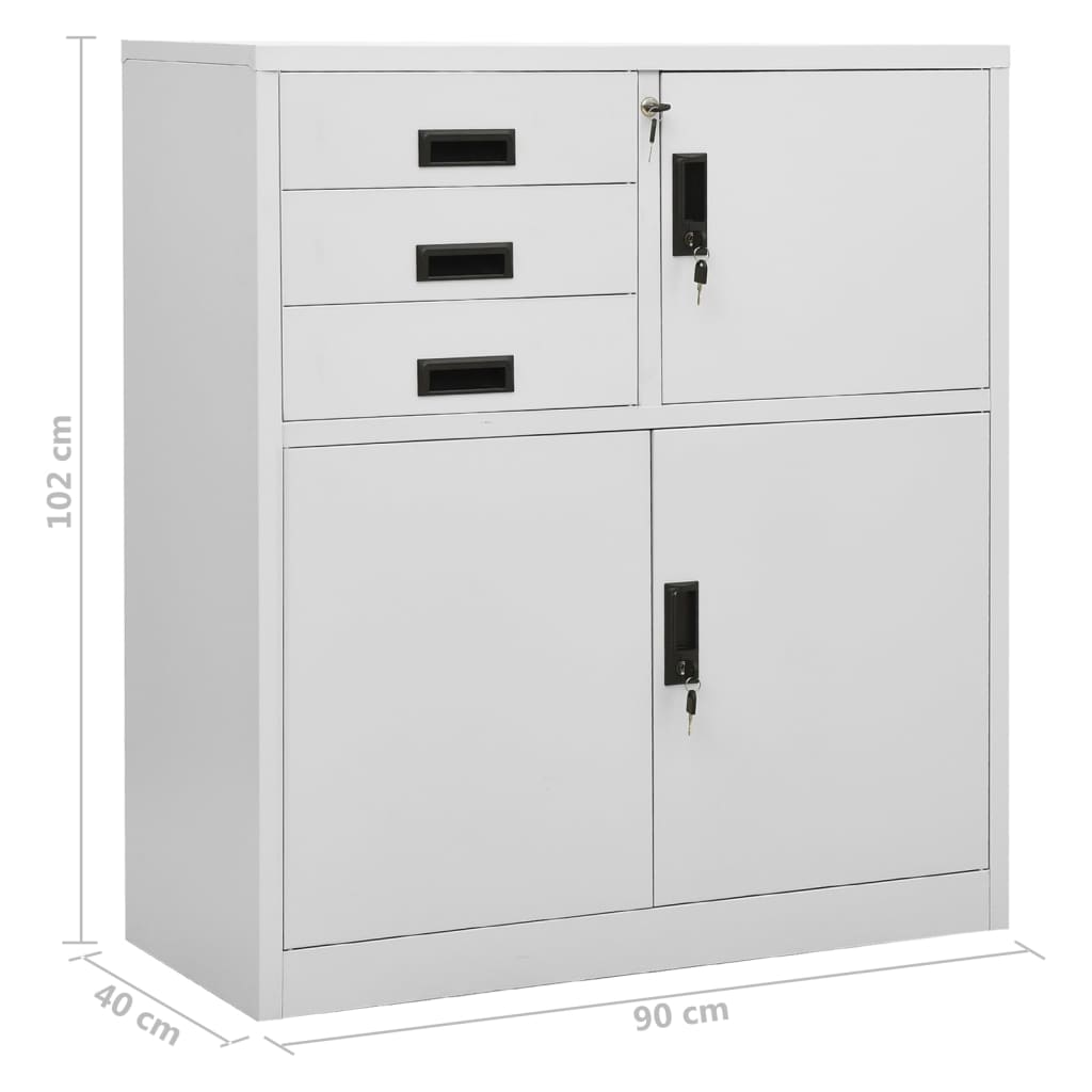 Office Cabinet Light Grey 90X40X102 Cm Steel