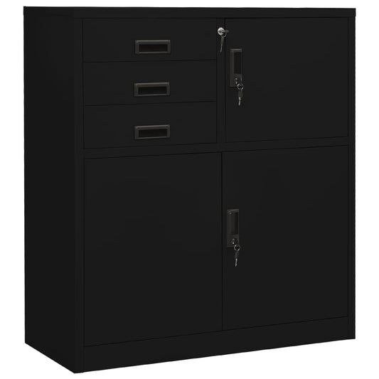 Office Cabinet Black 90X40X102 Cm Steel