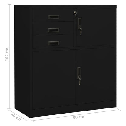 Office Cabinet Black 90X40X102 Cm Steel