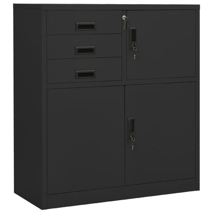 Office Cabinet Anthracite 90X40X102 Cm Steel