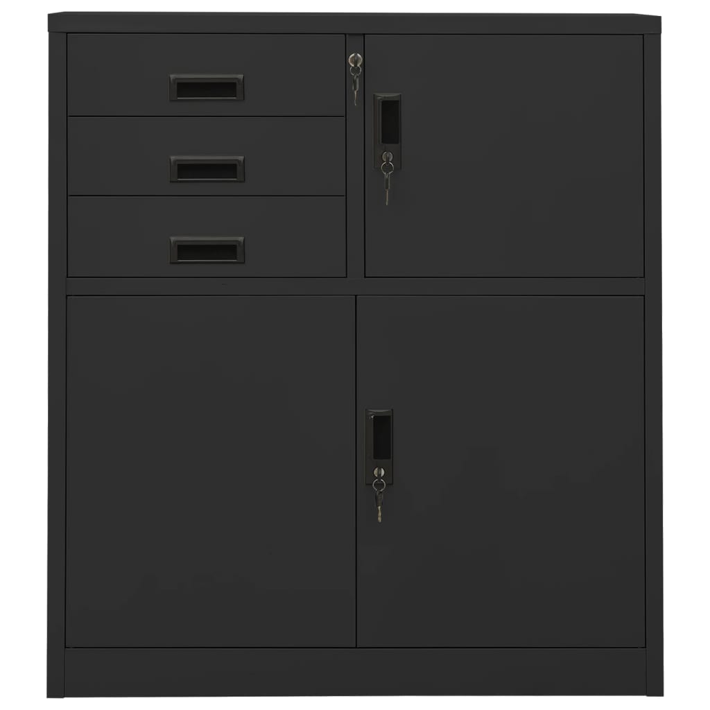 Office Cabinet Anthracite 90X40X102 Cm Steel