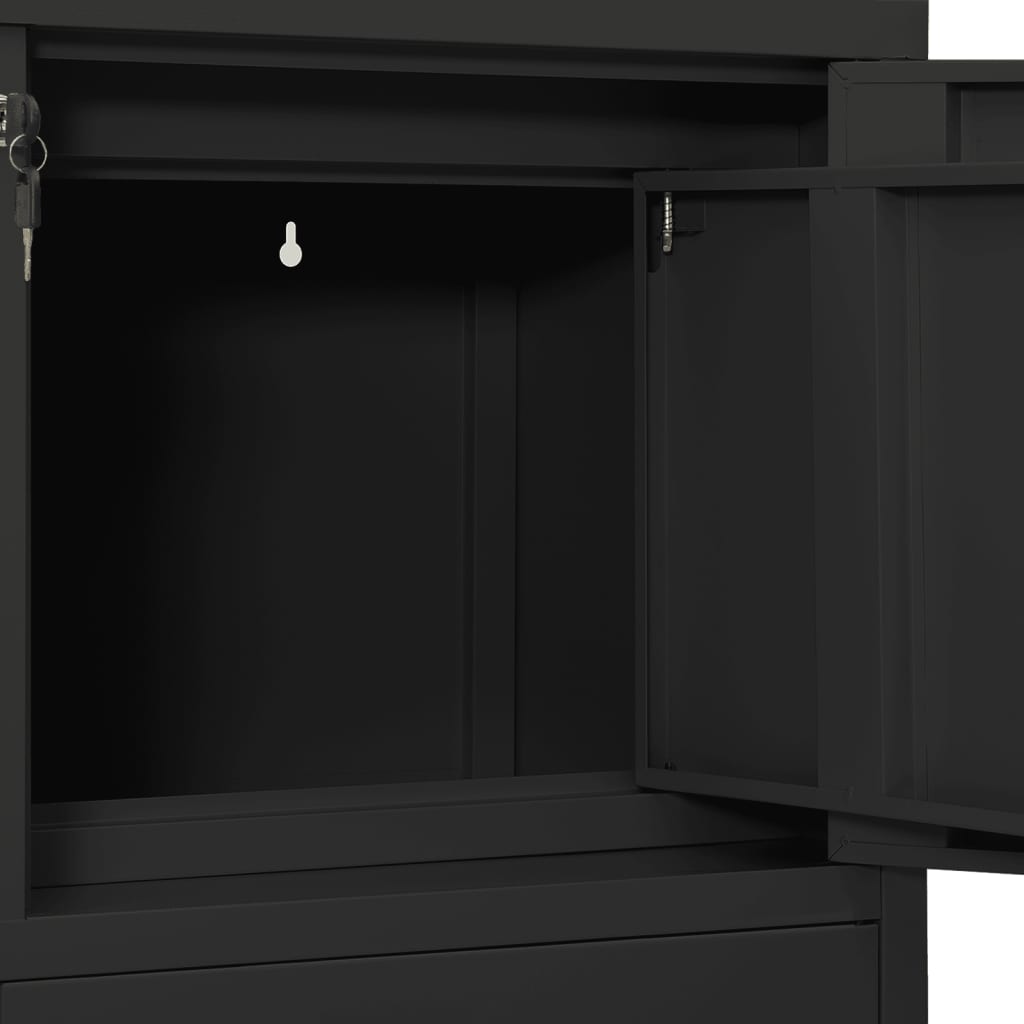 Office Cabinet Anthracite 90X40X102 Cm Steel