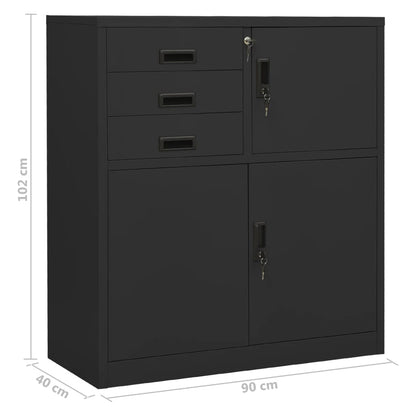 Office Cabinet Anthracite 90X40X102 Cm Steel