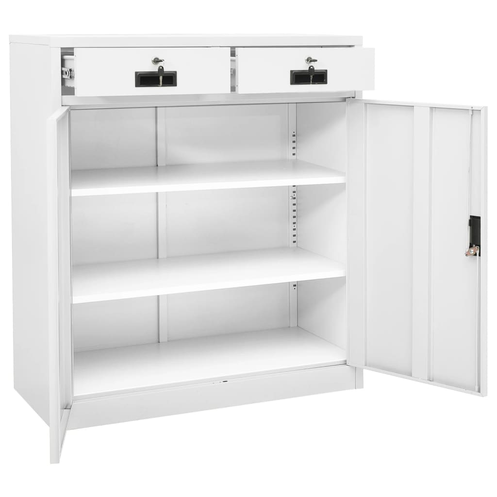 Office Cabinet White 90X40X102 Cm Steel