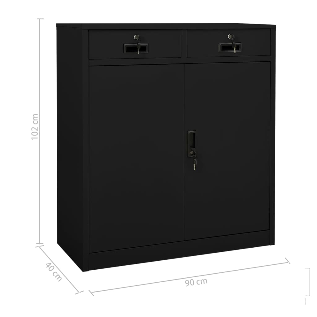 Office Cabinet Black 90X40X102 Cm Steel