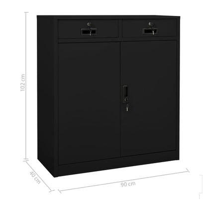 Office Cabinet Black 90X40X102 Cm Steel