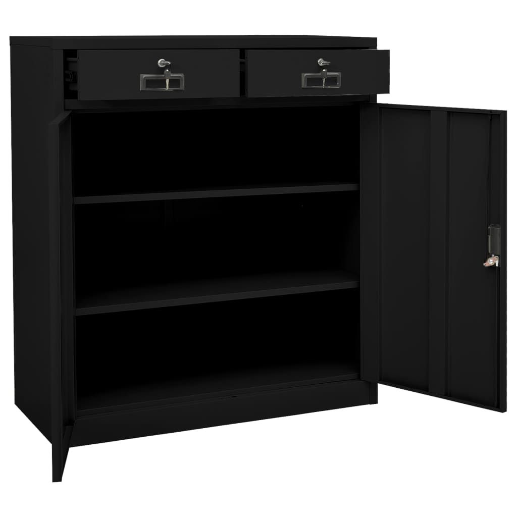 Office Cabinet Black 90X40X102 Cm Steel