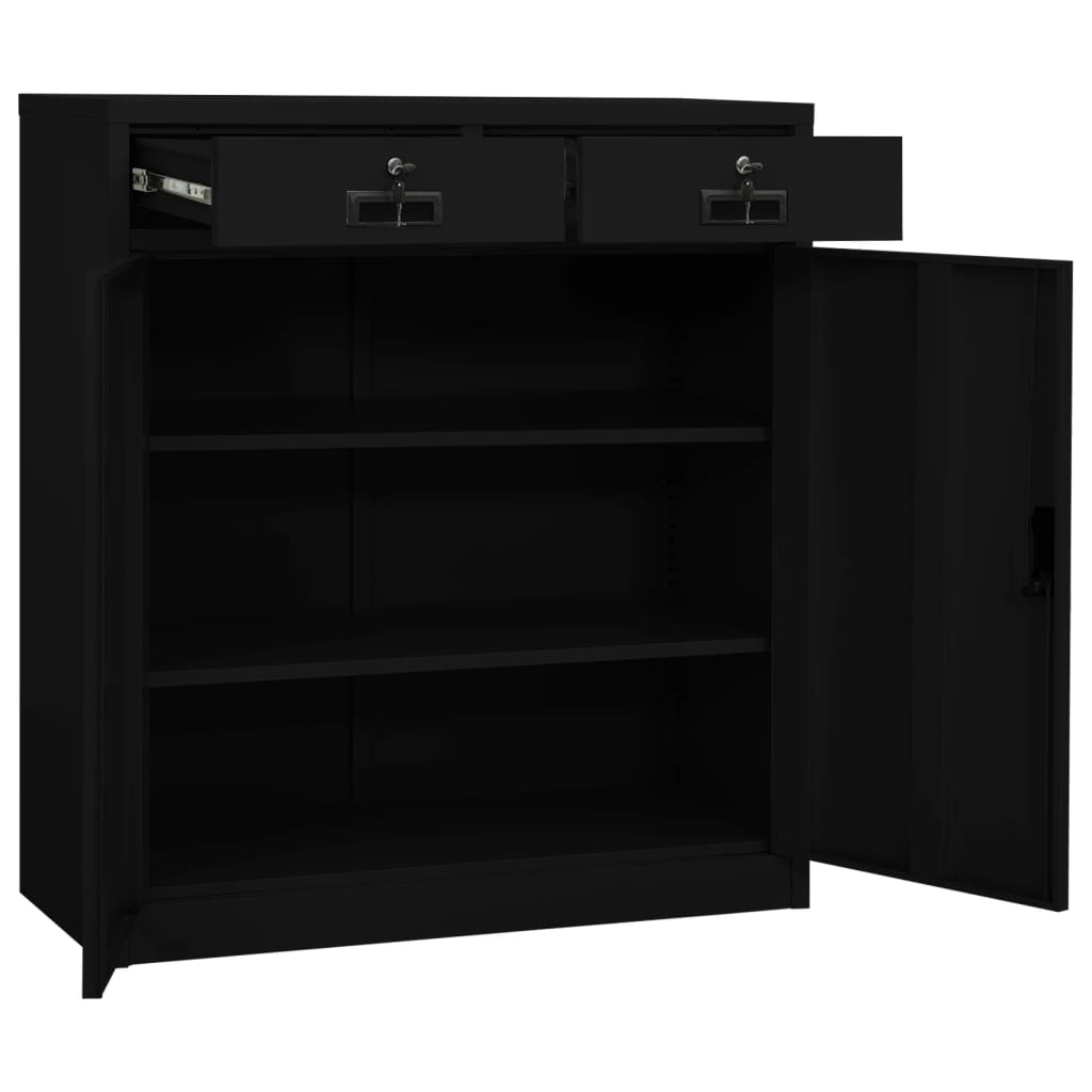 Office Cabinet Black 90X40X102 Cm Steel