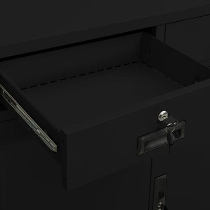 Office Cabinet Black 90X40X102 Cm Steel