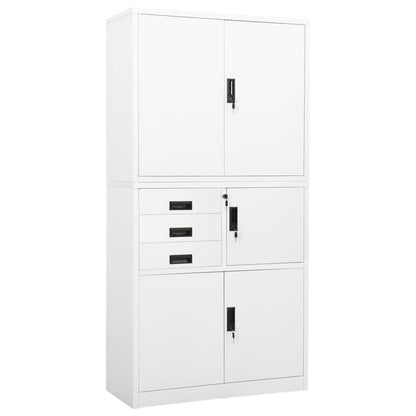 Office Cabinet White 90X40X180 Cm Steel