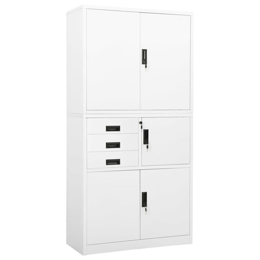 Office Cabinet White 90X40X180 Cm Steel