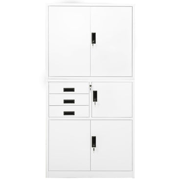 Office Cabinet White 90X40X180 Cm Steel