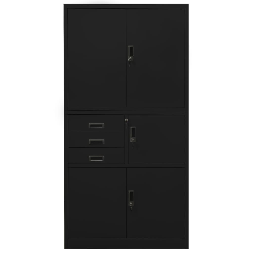 Office Cabinet Black 90X40X180 Cm Steel