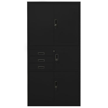 Office Cabinet Black 90X40X180 Cm Steel