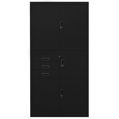 Office Cabinet Black 90X40X180 Cm Steel