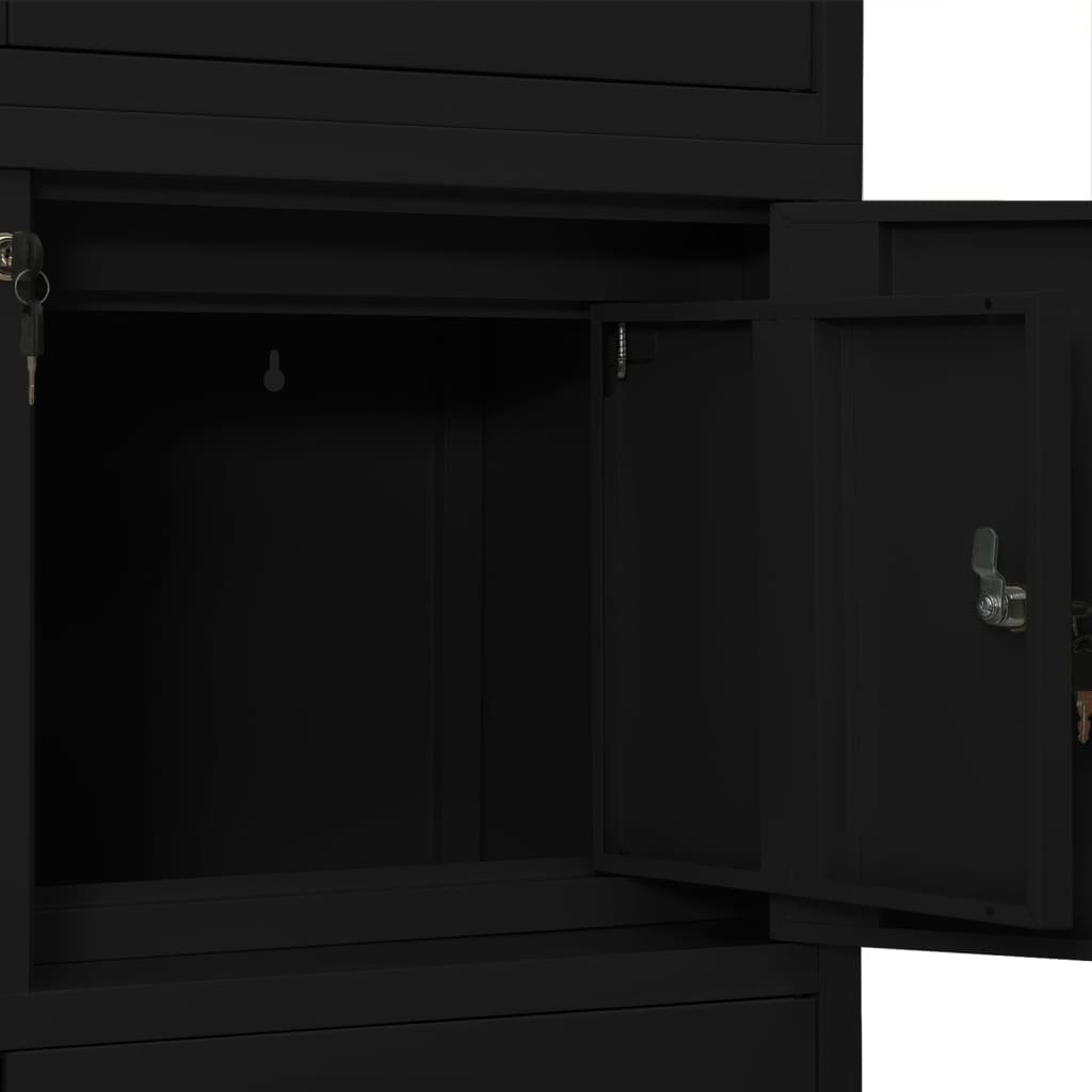 Office Cabinet Black 90X40X180 Cm Steel