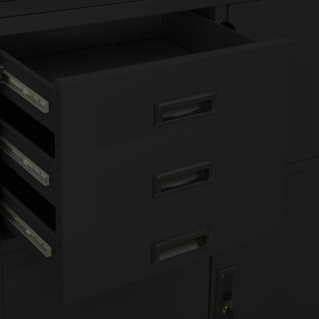 Office Cabinet Black 90X40X180 Cm Steel