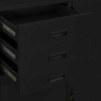 Office Cabinet Black 90X40X180 Cm Steel