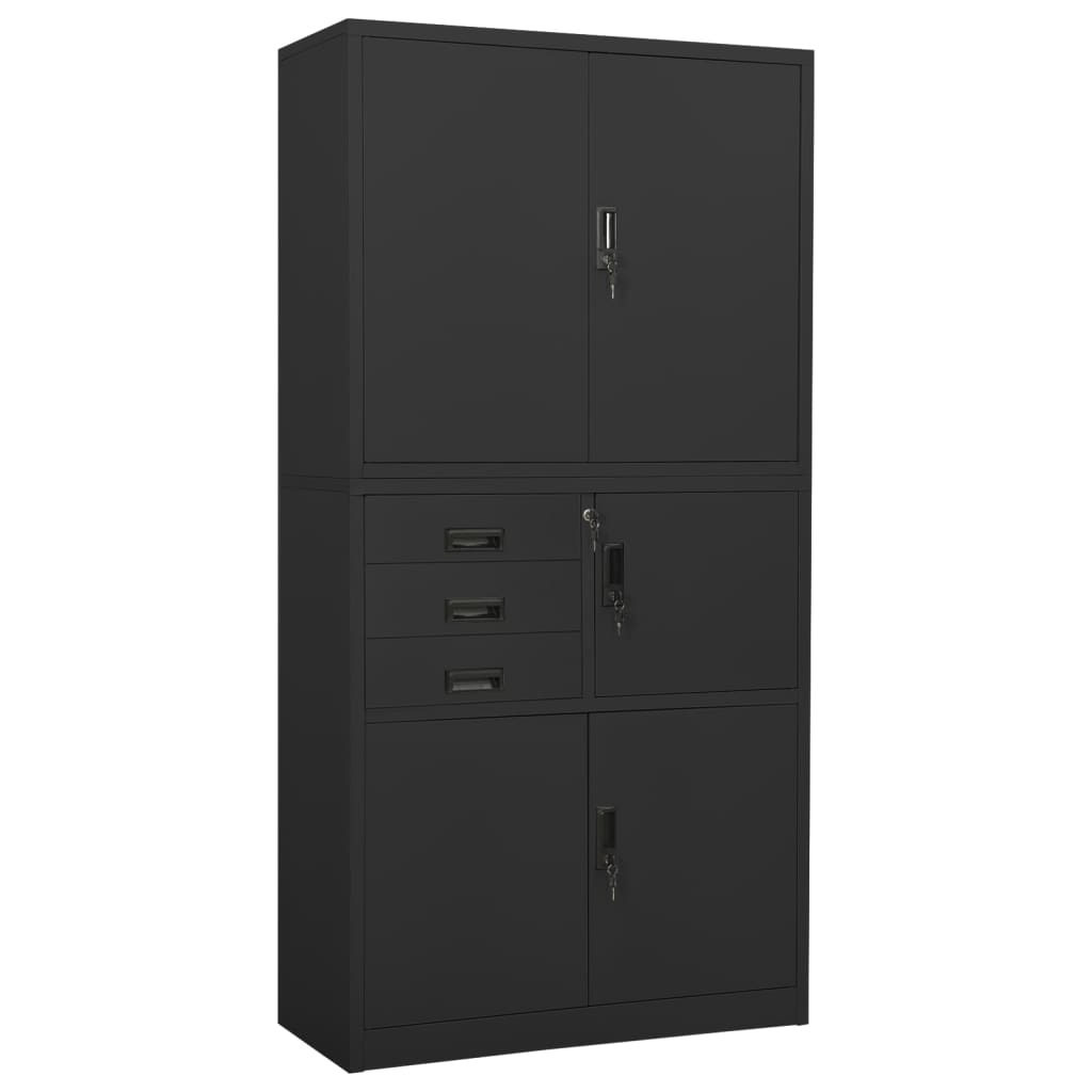 Office Cabinet Anthracite 90X40X180 Cm Steel