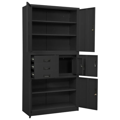 Office Cabinet Anthracite 90X40X180 Cm Steel