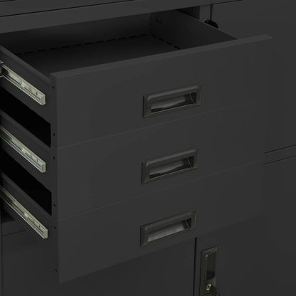 Office Cabinet Anthracite 90X40X180 Cm Steel