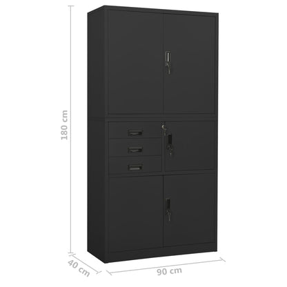 Office Cabinet Anthracite 90X40X180 Cm Steel