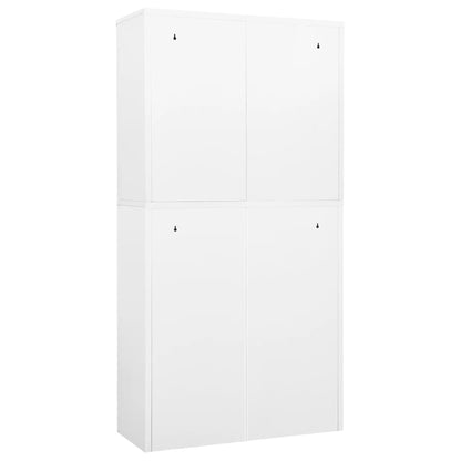 Office Cabinet White 90X40X180 Cm Steel And Tempered Glass