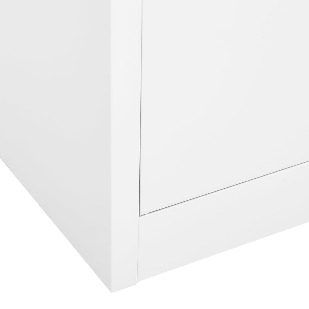 Office Cabinet White 90X40X180 Cm Steel And Tempered Glass