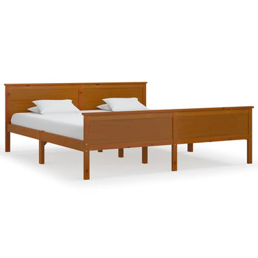 Bed Frame Honey Brown Solid Wood Pine 180X200 Cm Super King