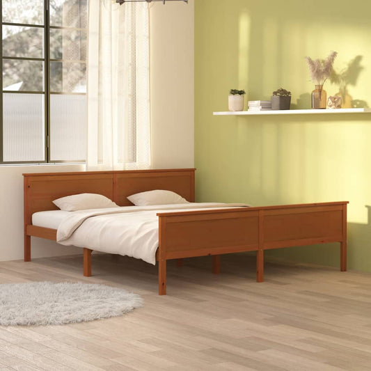 Bed Frame Honey Brown Solid Wood Pine 180X200 Cm Super King