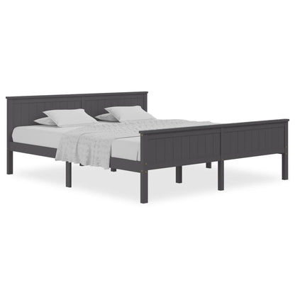 Bed Frame Grey Solid Wood Pine 180X200 Cm Super King