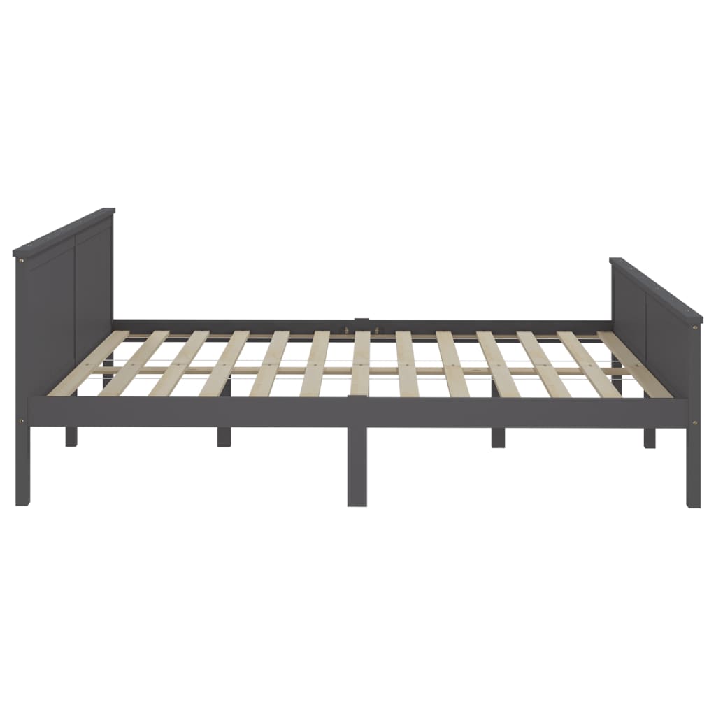 Bed Frame Grey Solid Wood Pine 180X200 Cm Super King