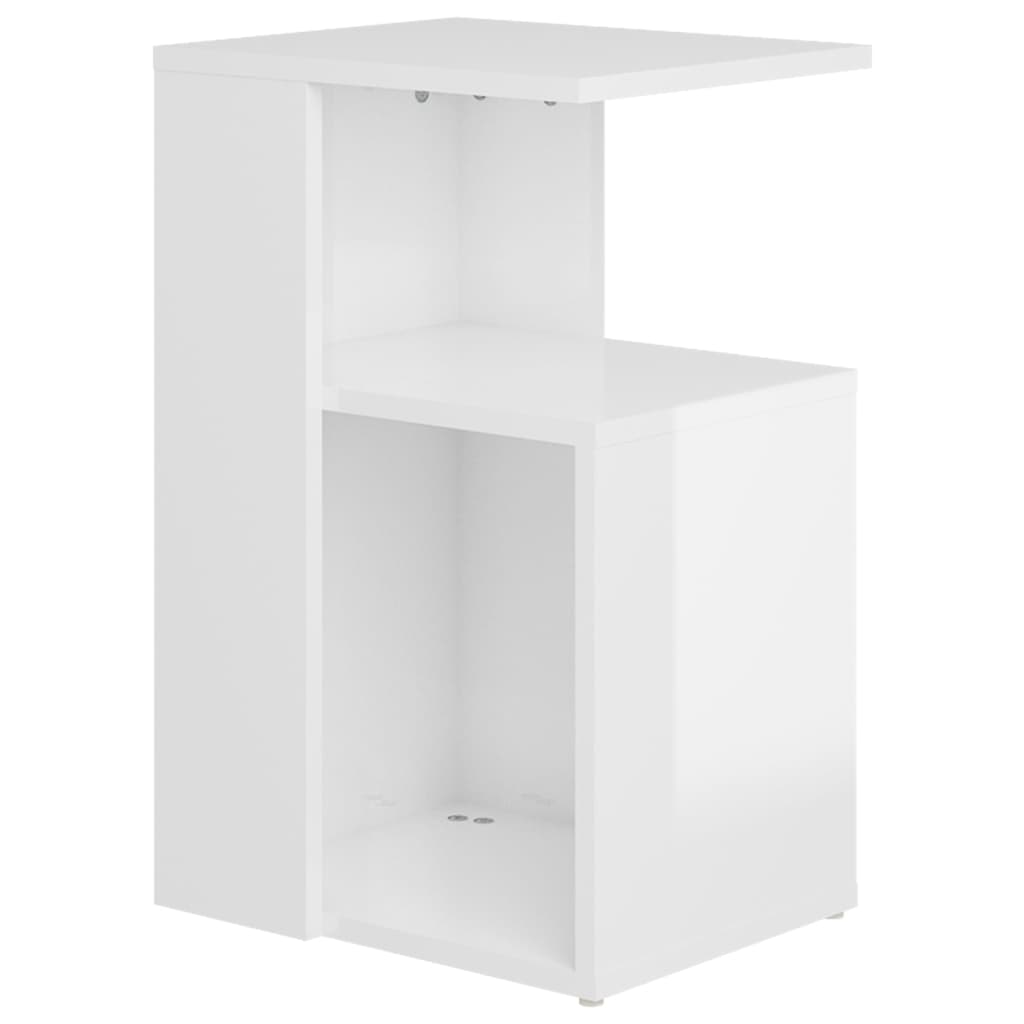 Side Table High Gloss White 36X30X56 Cm Engineered Wood