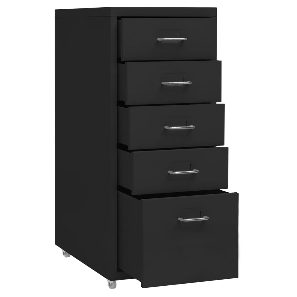 Mobile File Cabinet Black 28X41X69 Cm Metal