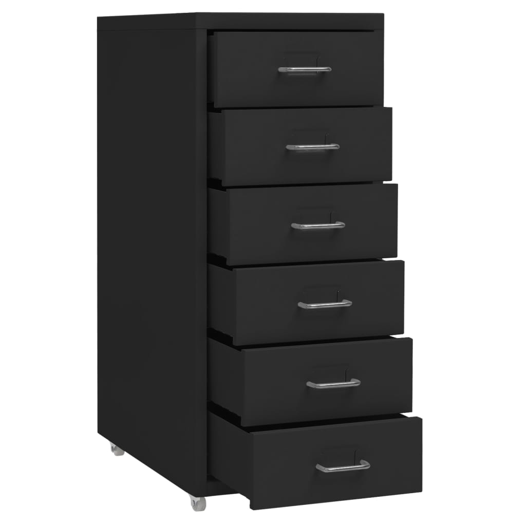 Mobile File Cabinet Black 28X41X69 Cm Metal