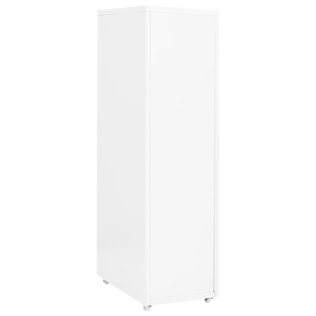 Mobile File Cabinet White 28X41X109 Cm Metal