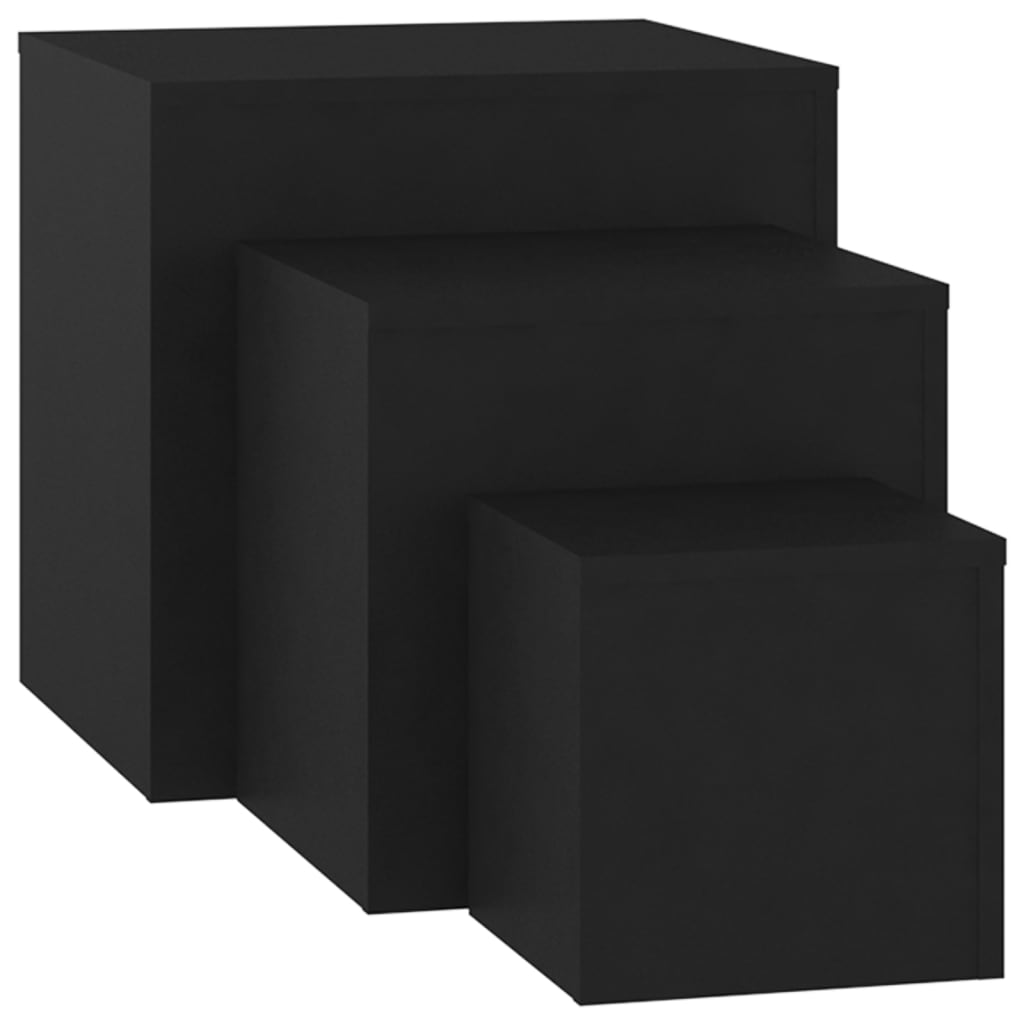 Side Tables 3 Pcs Black Engineered Wood