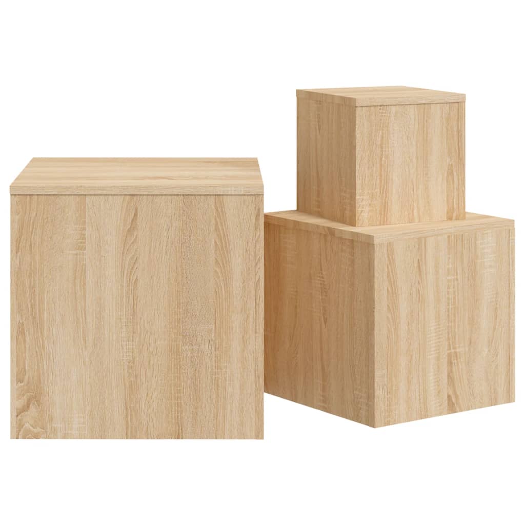 Side Tables 3 Pcs Sonoma Oak Engineered Wood