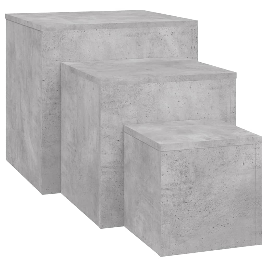 Side Tables 3 Pcs Concrete Grey Engineered Wood