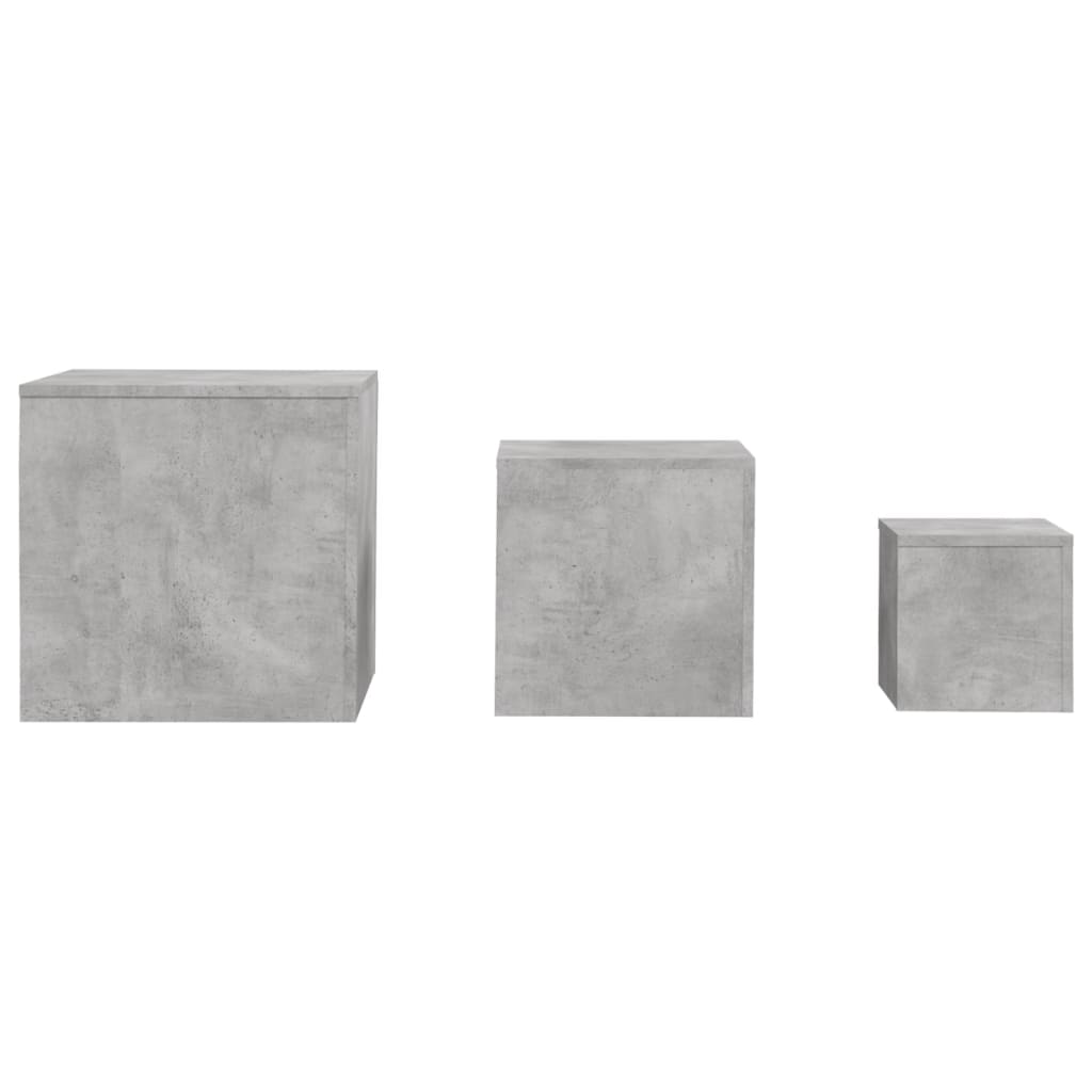 Side Tables 3 Pcs Concrete Grey Engineered Wood