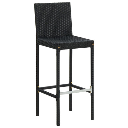 Garden Bar Stools With Cushions 2 Pcs Black Poly Rattan