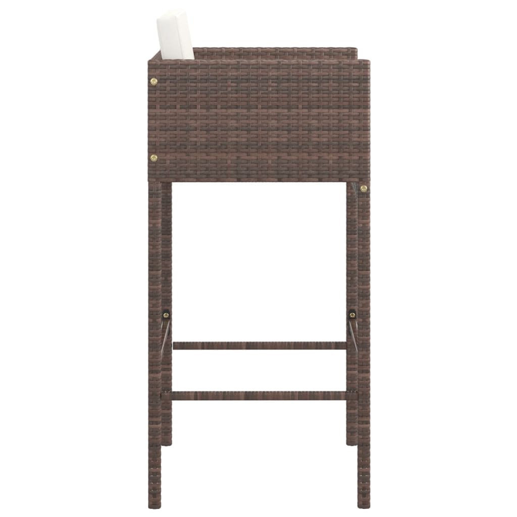 Bar Stools 2 Pcs With Cushions Brown Poly Rattan