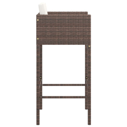 Bar Stools 2 Pcs With Cushions Brown Poly Rattan