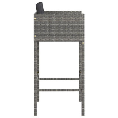 Bar Stools 4 Pcs With Cushions Grey Poly Rattan