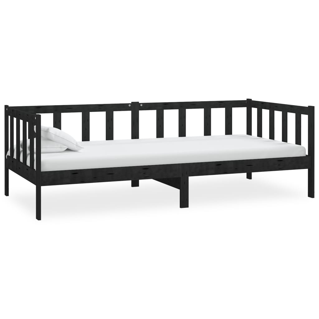 Day Bed Without Mattress Black Solid Wood Pine 90X200Cm