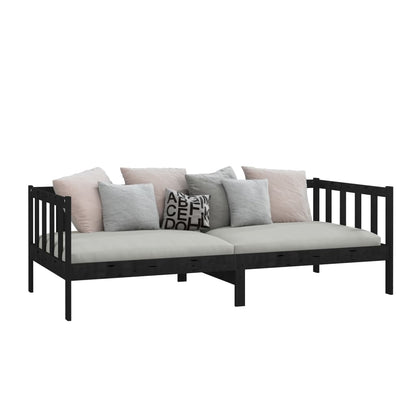 Day Bed Without Mattress Black Solid Wood Pine 90X200Cm