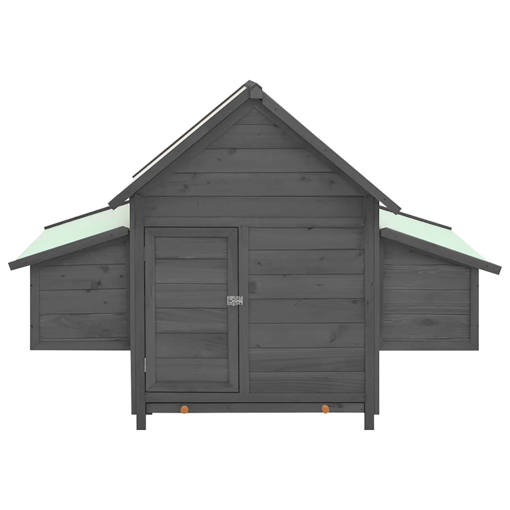 Chicken Coop Grey And White 150X96X110 Cm Solid Firwood