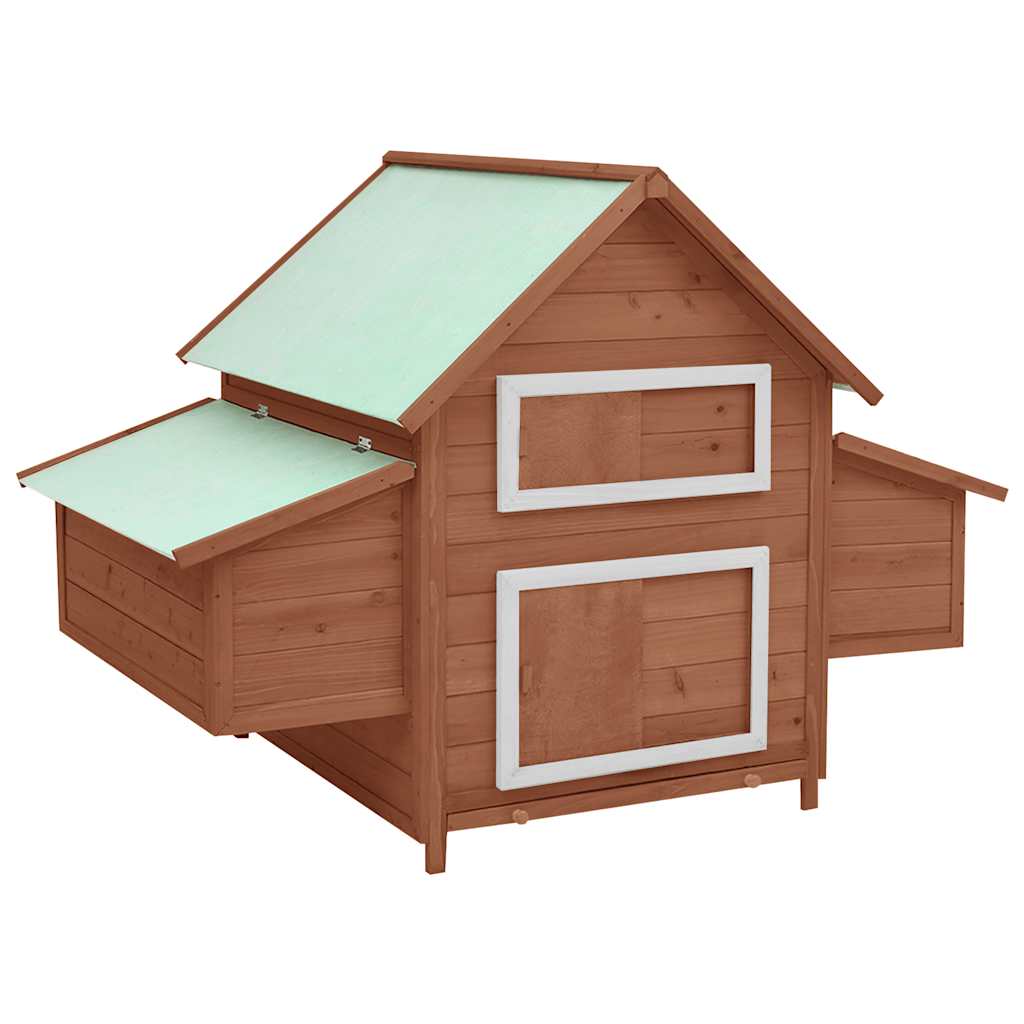 Chicken Coop Mocha And White 152X96X110 Cm Solid Firwood