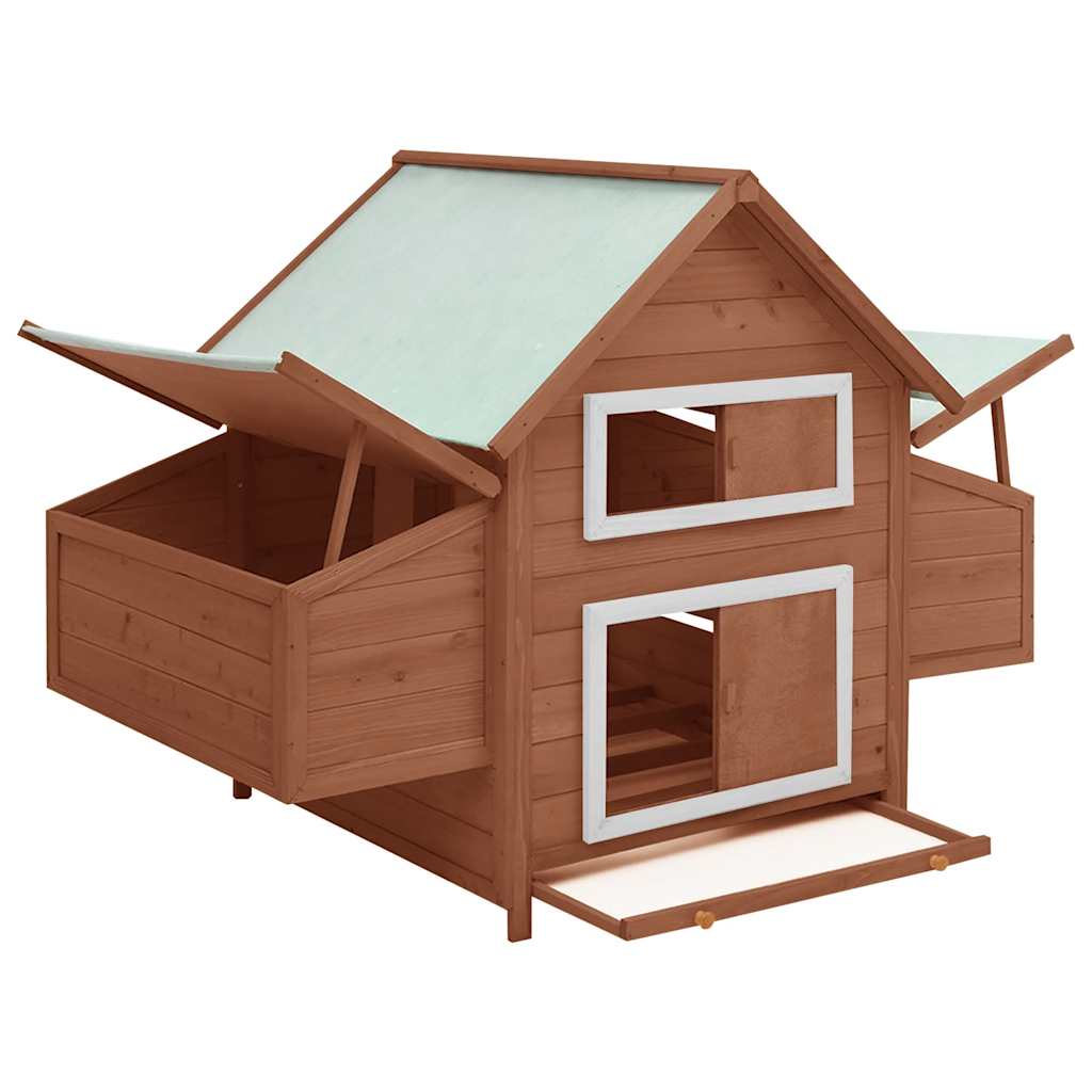 Chicken Coop Mocha And White 152X96X110 Cm Solid Firwood