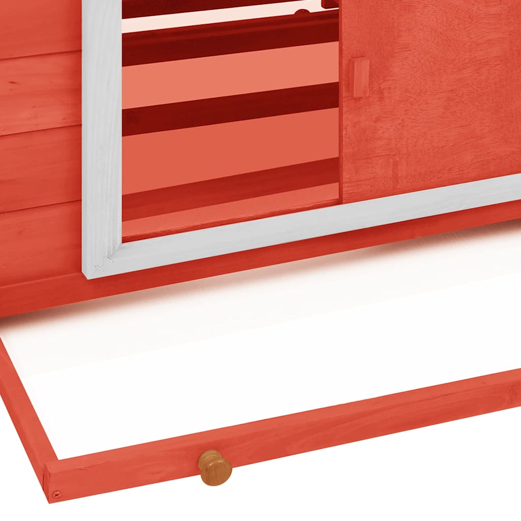 Chicken Coop Red And White 152X96X110 Cm Solid Firwood